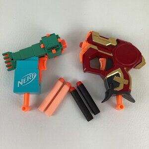 Nerf Microshots Marvel Iron Man Blaster Minecraft Guardian Mini w Soft Darts Lot